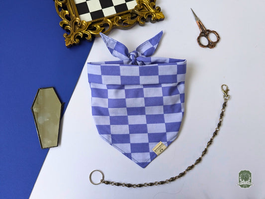 Blueberry & Pastel Blue Checkered | Tie On Bandana