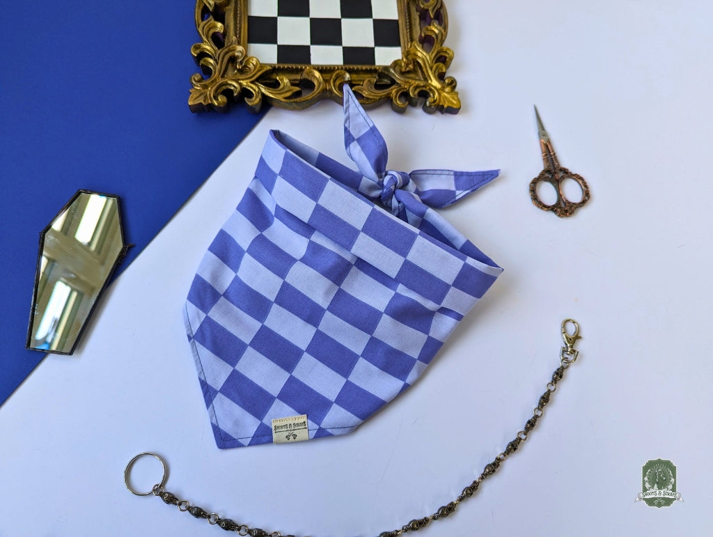 Blueberry & Pastel Blue Checkered | Tie On Bandana