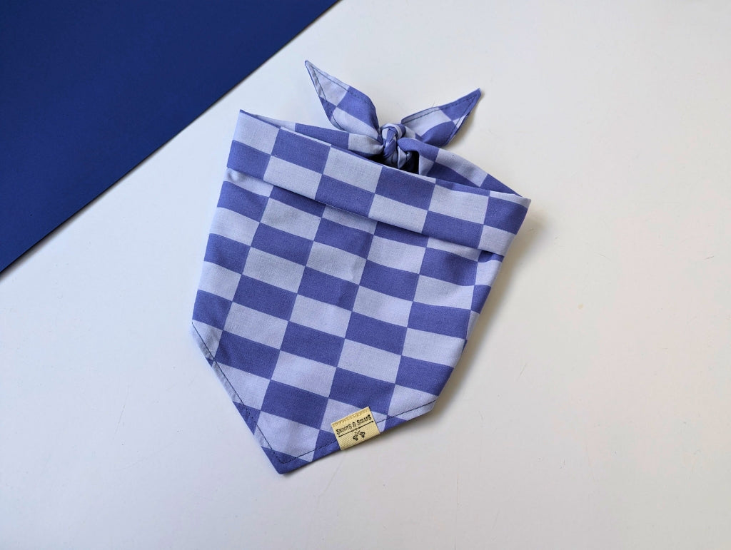 Blueberry & Pastel Blue Checkered | Tie On Bandana