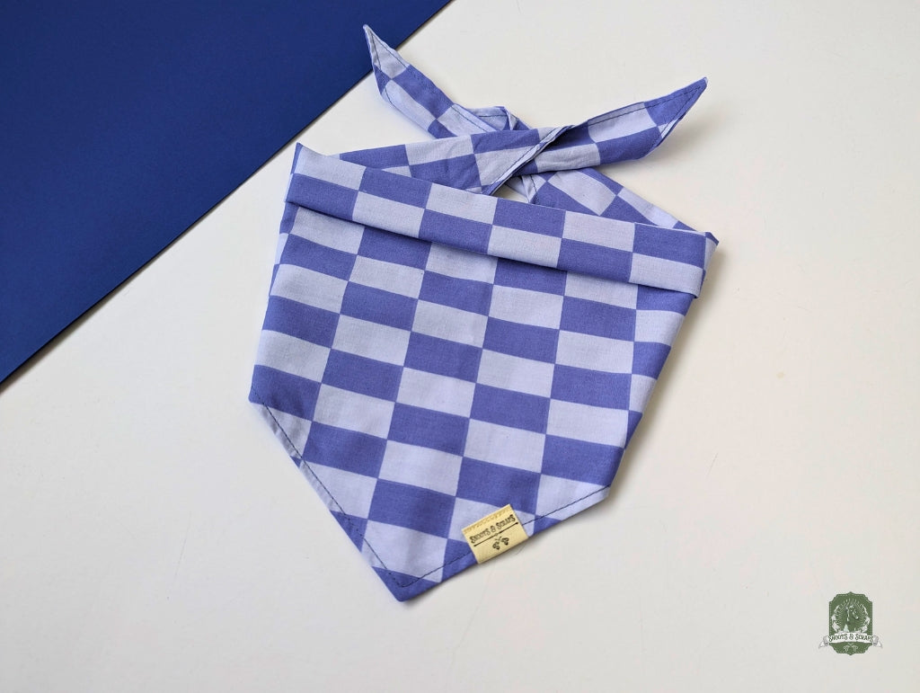 Blueberry & Pastel Blue Checkered | Tie On Bandana