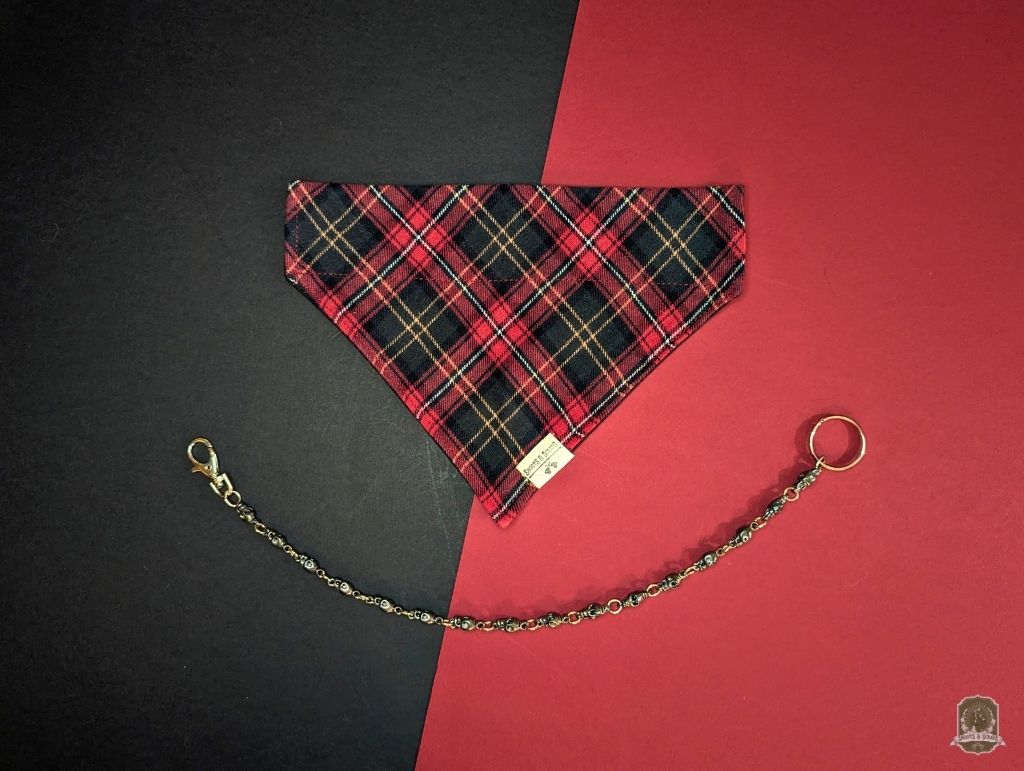 Red Cherry Tartan | Slide on Dog Bandana