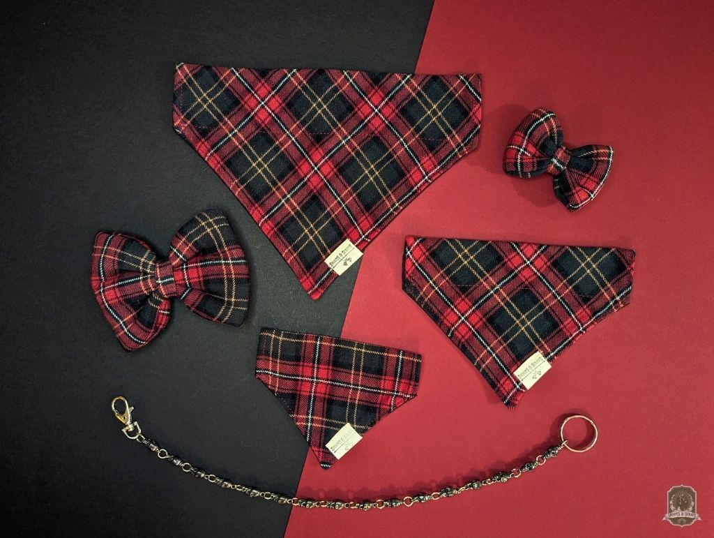 Red Cherry Tartan | Slide on Dog Bandana