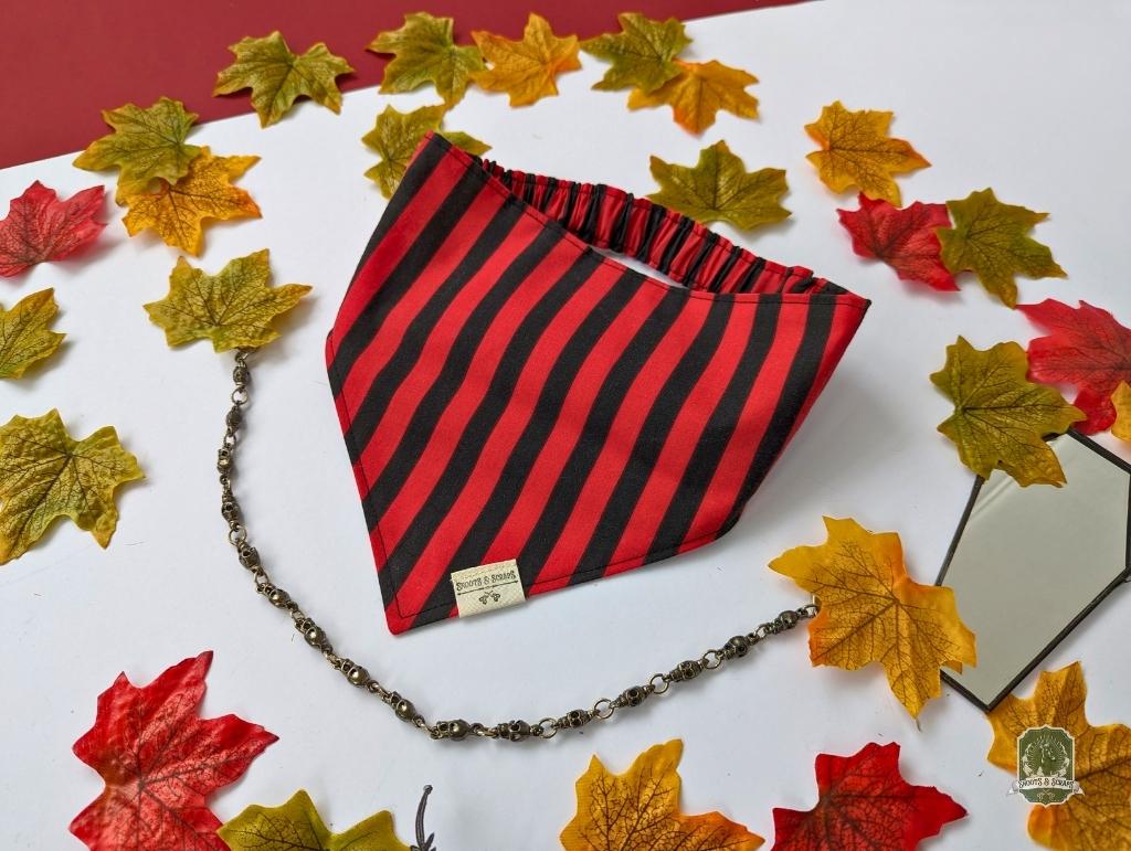 Black & Red Stripes | Elastic Dog Bandana