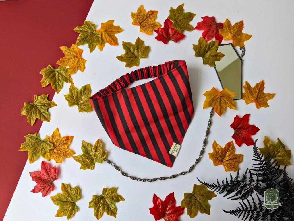 Black & Red Stripes | Elastic Dog Bandana