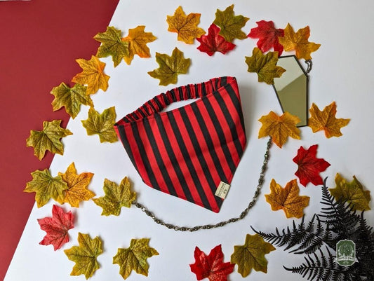 Black & Red Stripes | Elastic Dog Bandana