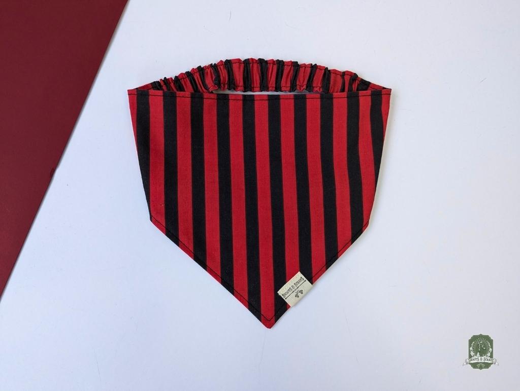 Black & Red Stripes Bundle | Elastic Dog Bandana + Bow Tie + Free Hair Scrunchie