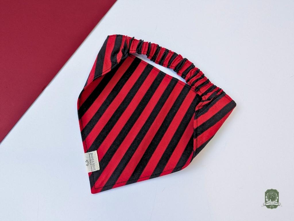 Black & Red Stripes Bundle | Elastic Dog Bandana + Bow Tie + Free Hair Scrunchie