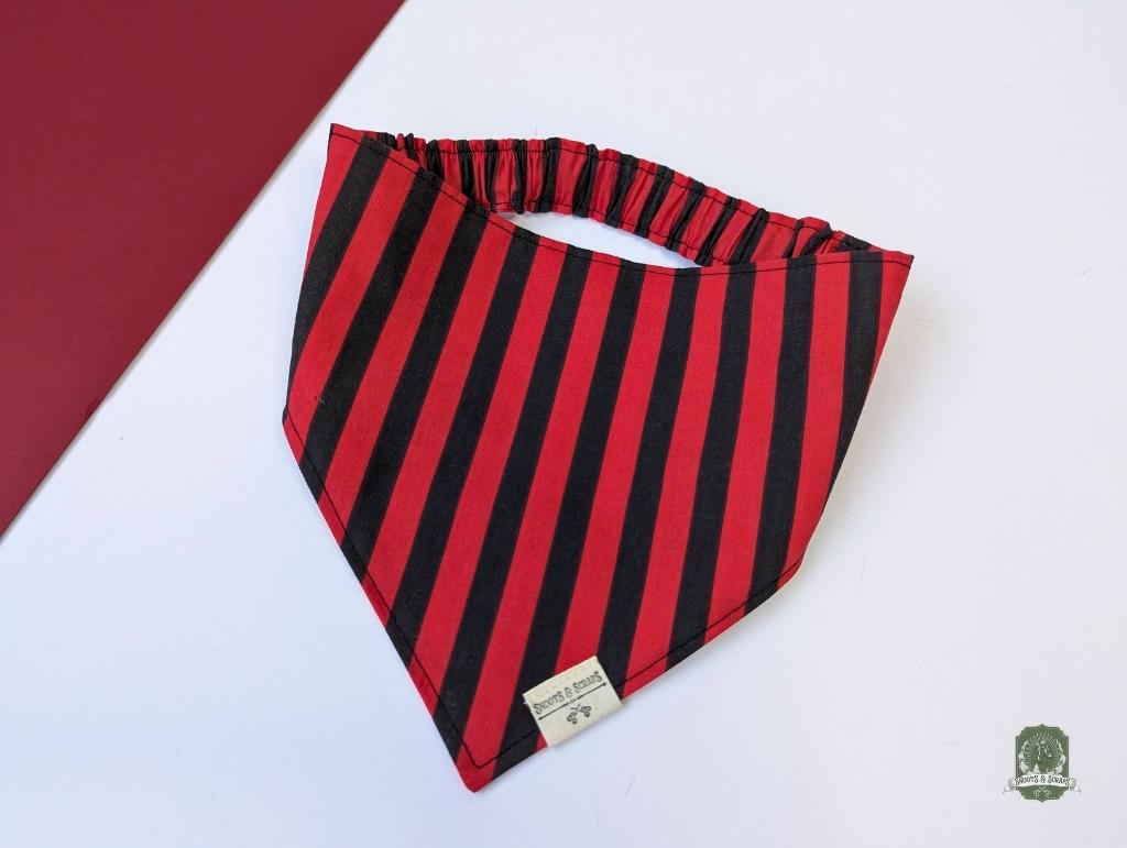 Black & Red Stripes | Elastic Dog Bandana