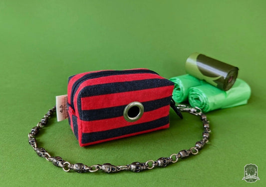 Deluxe | Poo Bag Holder | Black & Red Stripes