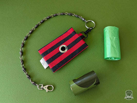 Flat | Poo Bag Holder | Black & Red Stripes