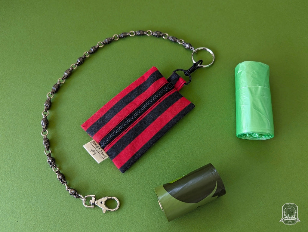 Flat | Poo Bag Holder | Black & Red Stripes