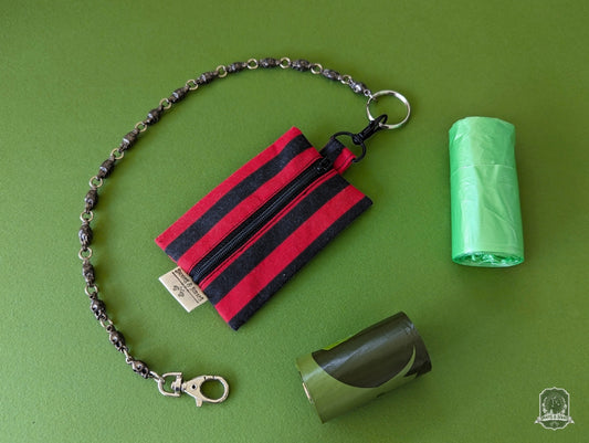 Flat | Poo Bag Holder | Black & Red Stripes