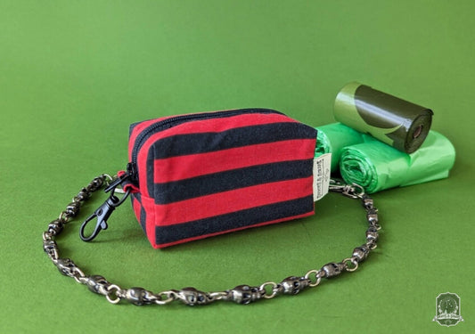 Deluxe | Poo Bag Holder | Black & Red Stripes