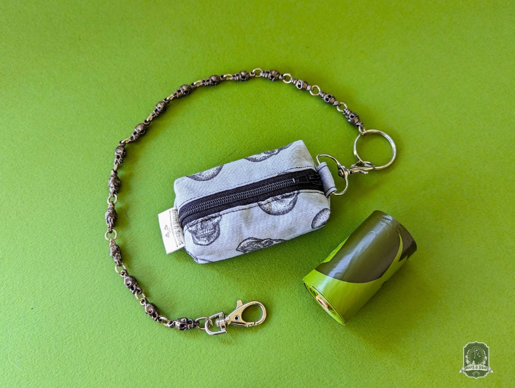 Mini | Poo Bag Holder | Grey Skulls