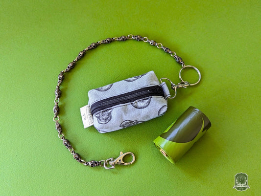 Mini | Poo Bag Holder | Grey Skulls