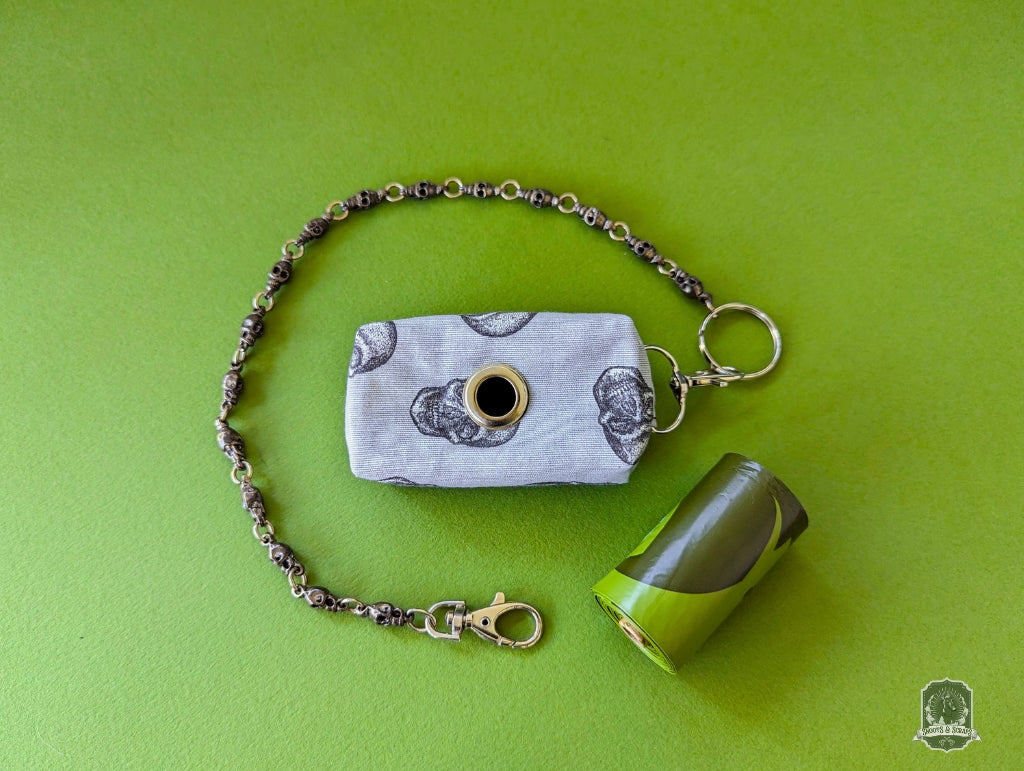 Mini | Poo Bag Holder | Grey Skulls