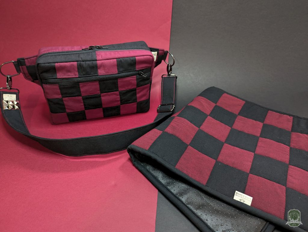 Burgundy & Black Checkerboard | Pet Bowl Quilted Placemats