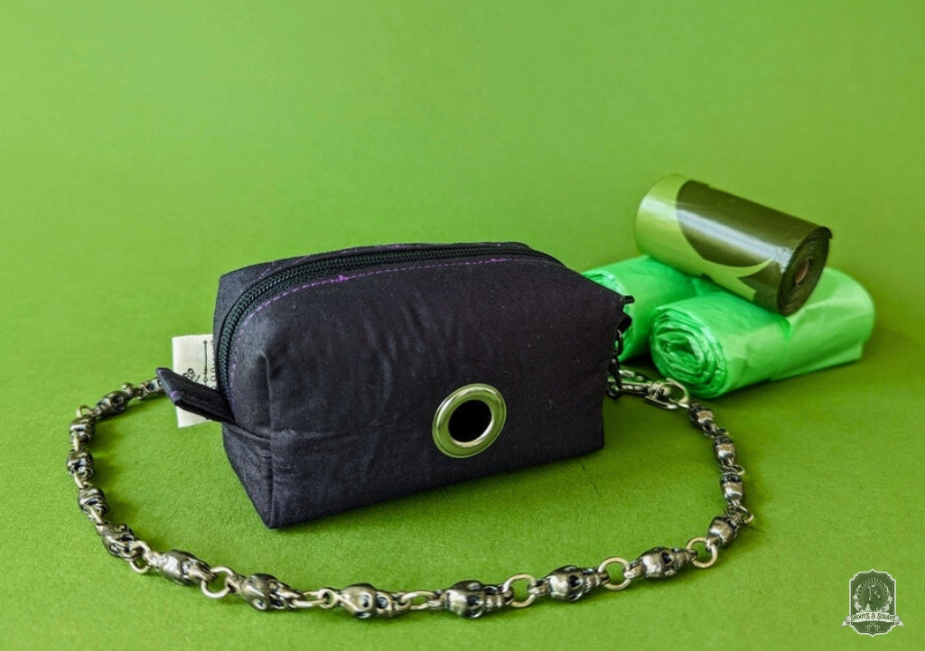 Deluxe | Poo Bag Holder | Black with Violet Spiderwebs