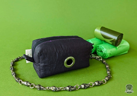 Deluxe | Poo Bag Holder | Black with Violet Spiderwebs