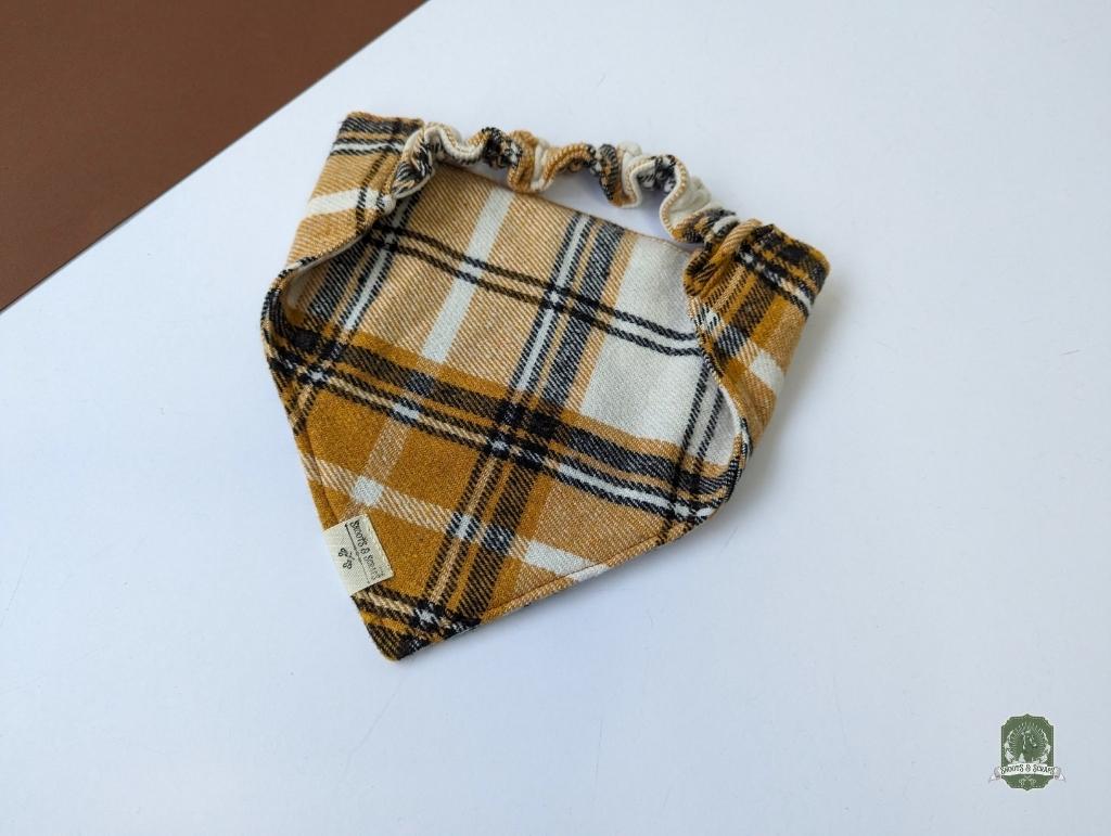 single stretch yellow tartan bandana