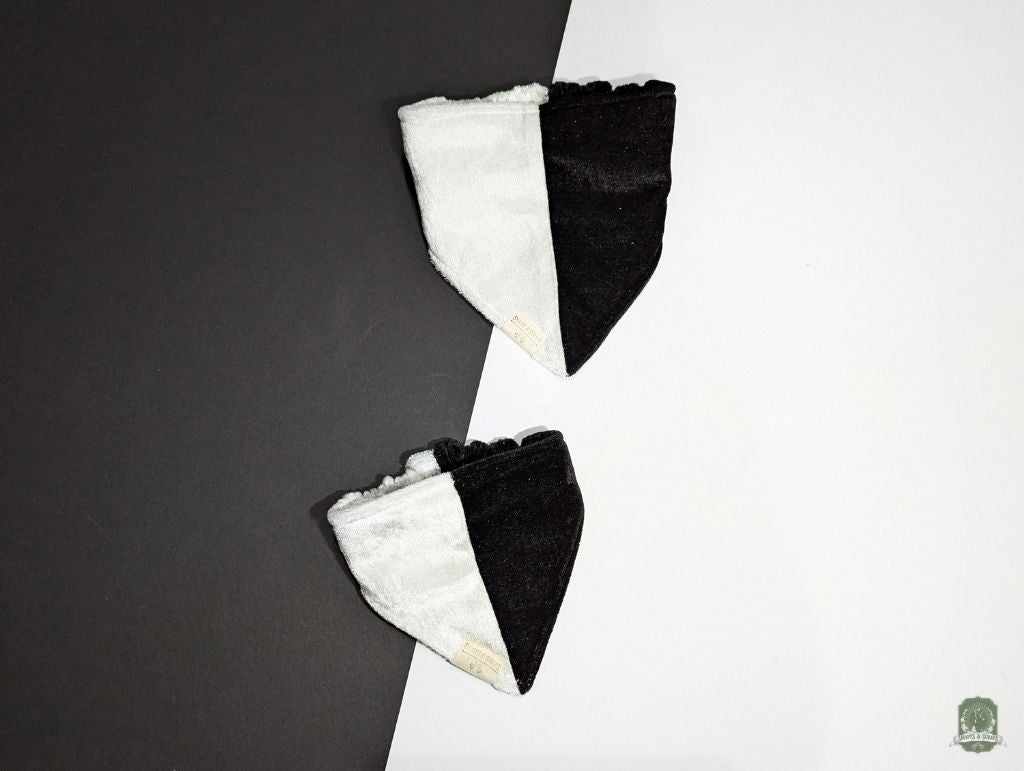 Half & Half Black and White Velvet | Elastic Dog Bandana