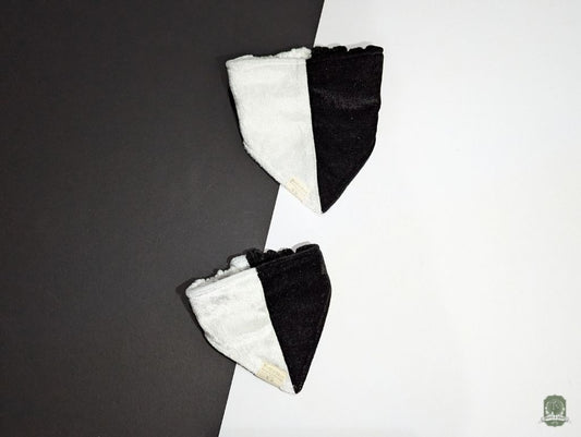Half & Half Black and White Velvet | Elastic Dog Bandana