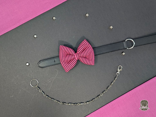 Pink & Black Stripes | Pet Bow Tie