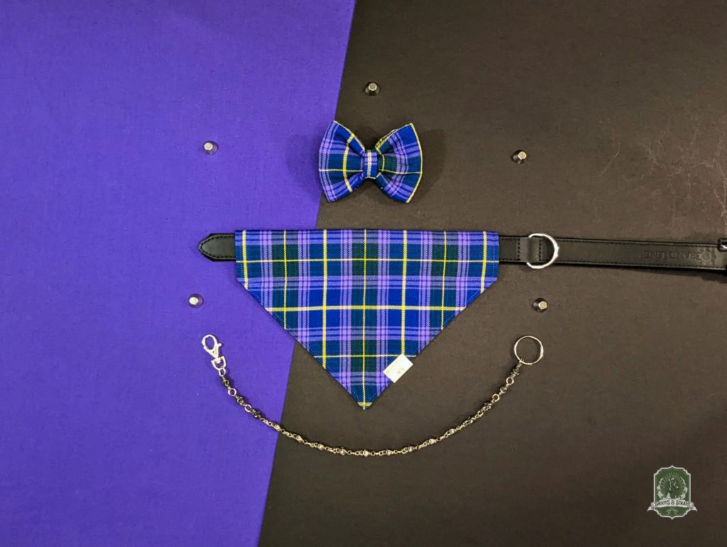 Violet Tartan | Slide On Dog Bandana