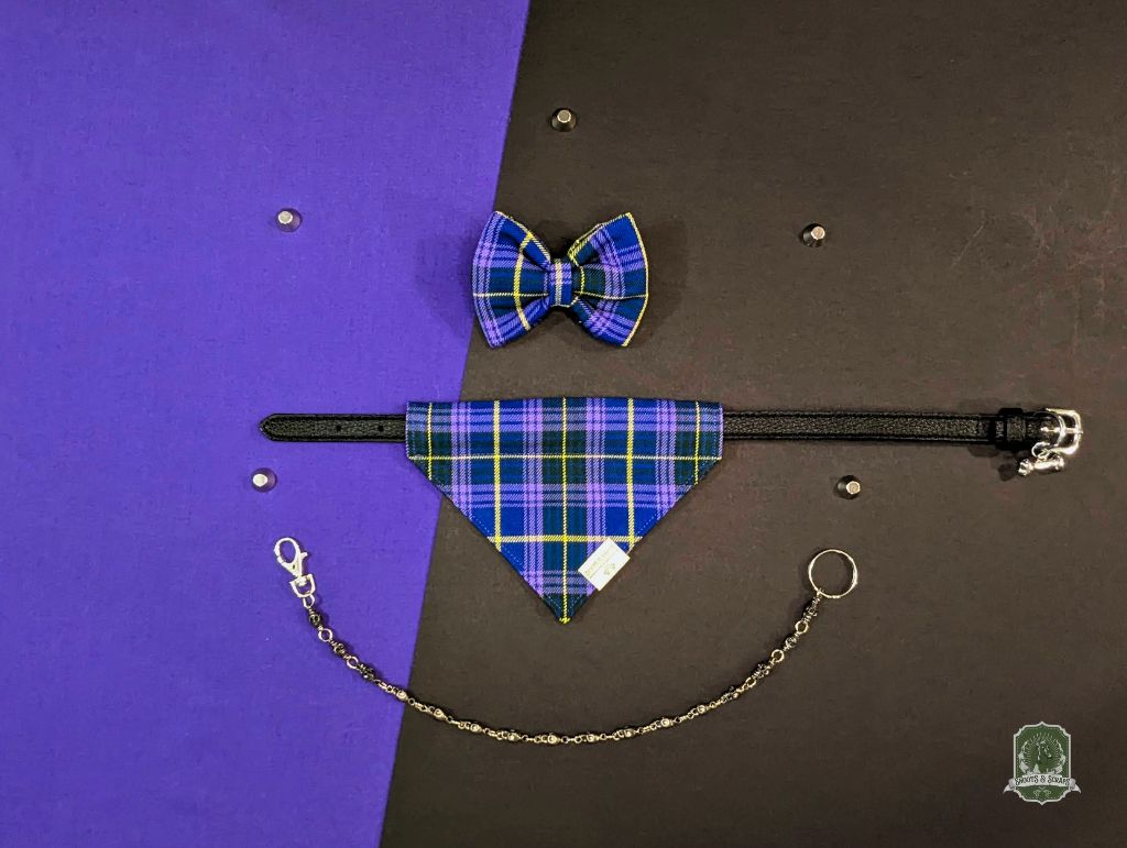 Violet Tartan | Slide On Dog Bandana