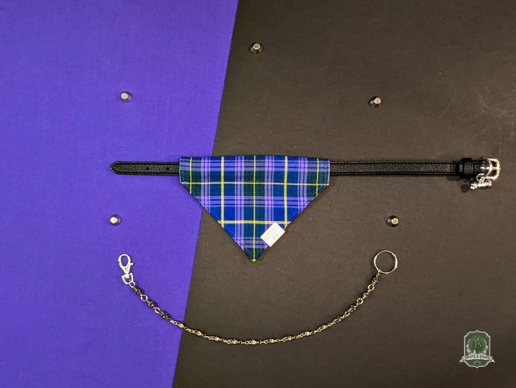 Violet Tartan | Slide On Dog Bandana