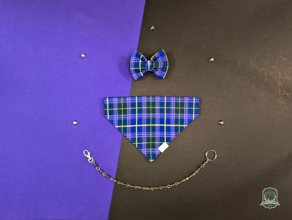 Violet Tartan | Slide On Dog Bandana