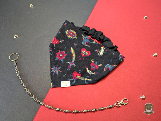 Hearts & Tattoos | Elastic Dog Bandana