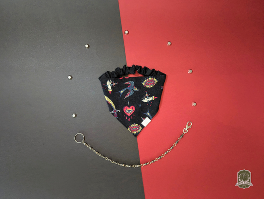 Hearts & Tattoos | Elastic Dog Bandana