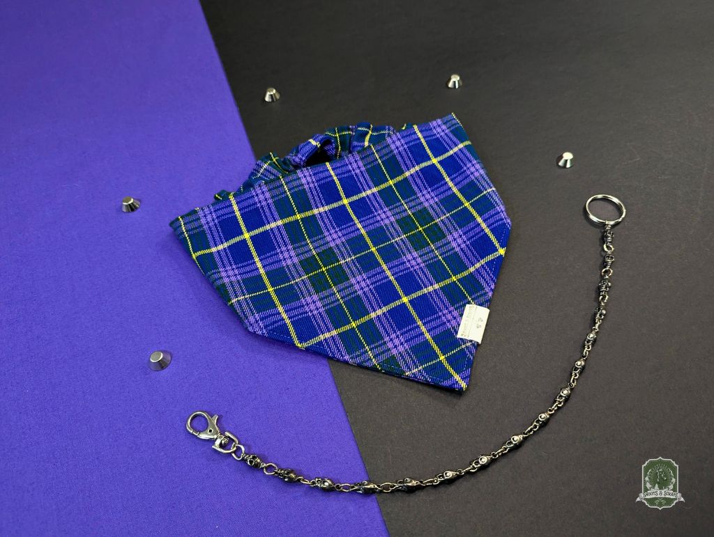 Violet Tartan | Elastic Dog Bandana