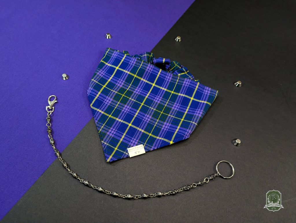 Violet Tartan | Elastic Dog Bandana