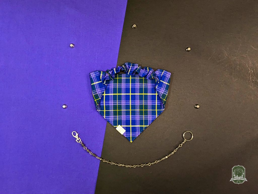 Violet Tartan | Elastic Dog Bandana