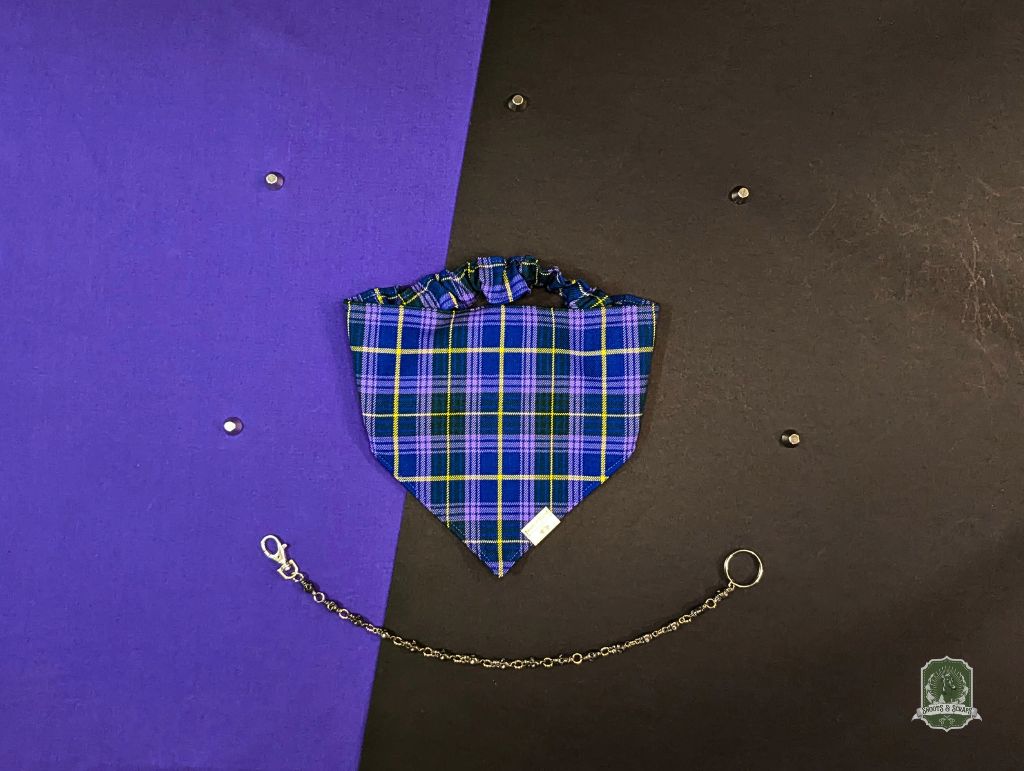 Violet Tartan | Elastic Dog Bandana
