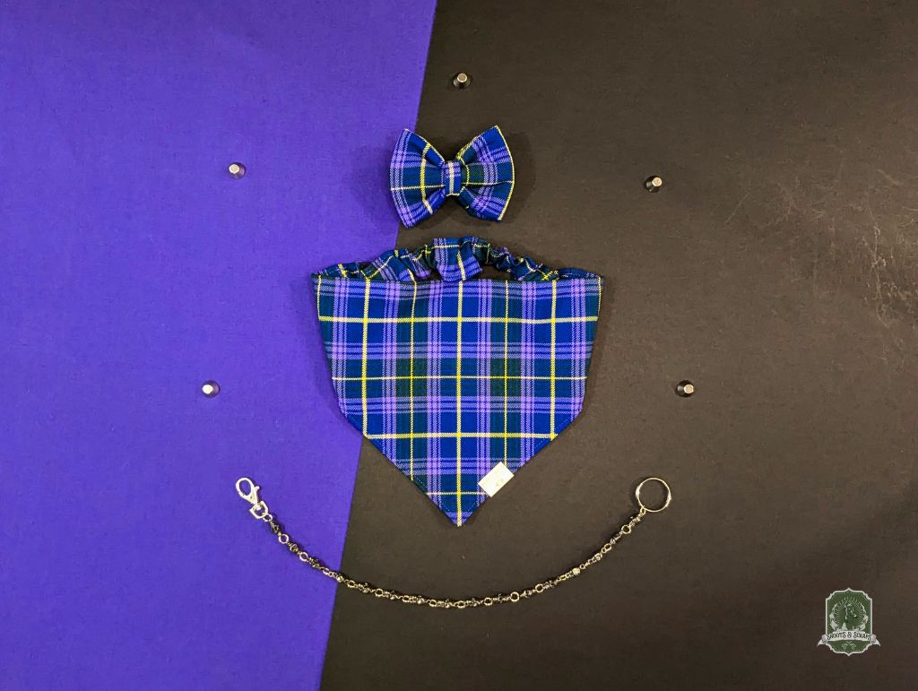 Violet Tartan | Elastic Dog Bandana