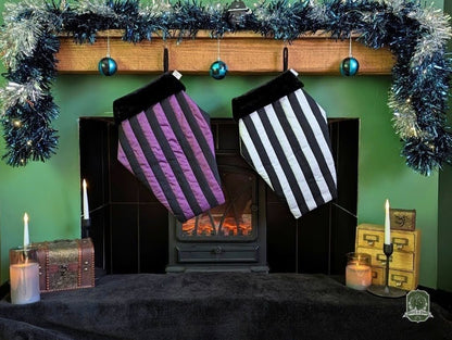 Black & Violet Quilted Coffin Stocking | Halloween & Christmas Stocking