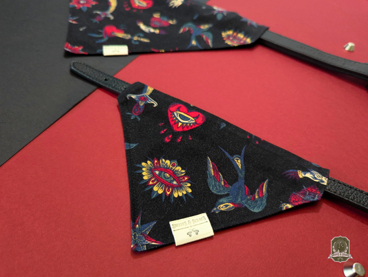 Hearts & Tattoos | Slide On Dog Bandana