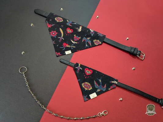 Hearts & Tattoos | Slide On Dog Bandana