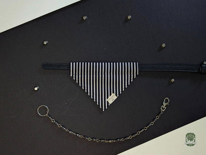 Jack Skelly | Black & White Stripes | Slide On Collar Bandana