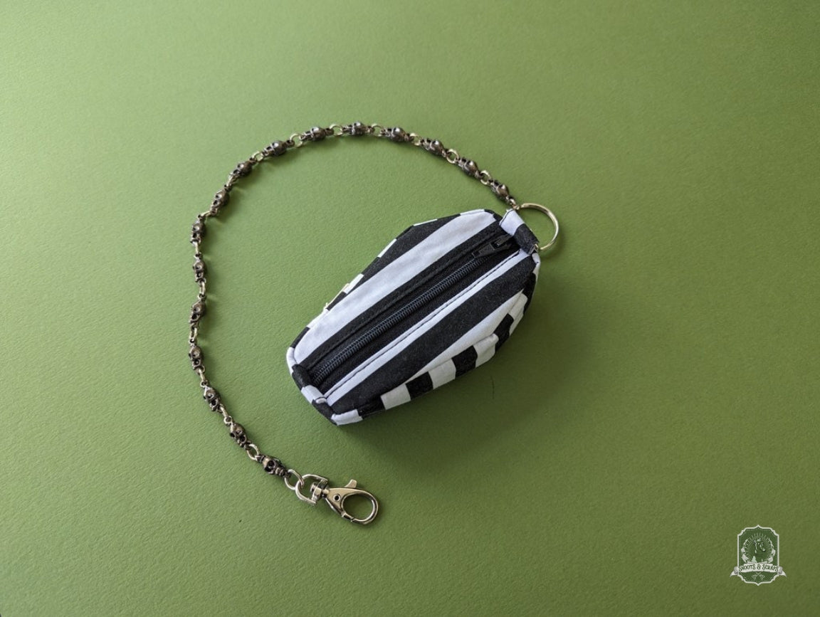 black And White Stripes Coffin Poo Bag holder