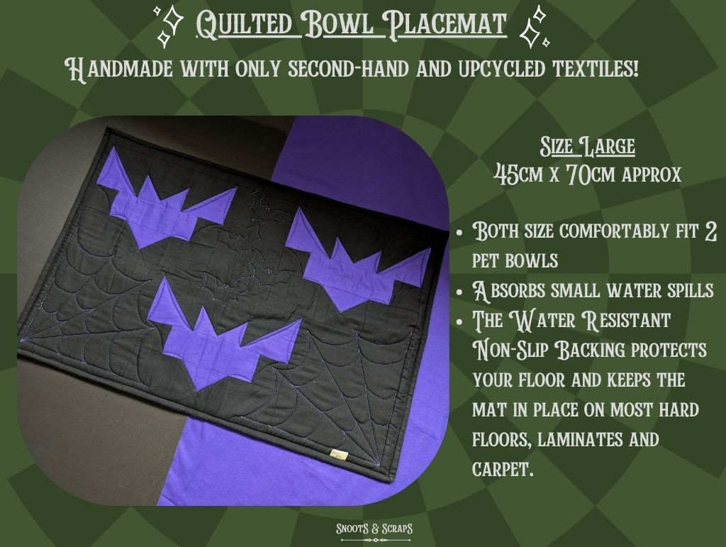 It's Purple Bats | Quilted Pet Bowl Placemats!