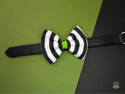 Black & White Beetlejuice Stripes | Pet Bow Tie