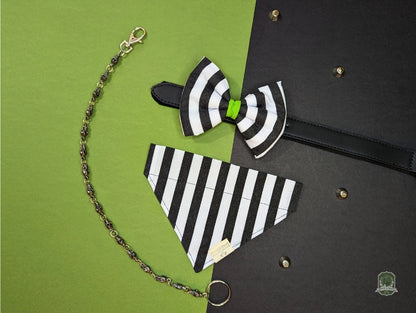 Black & White Beetlejuice Stripes | Pet Bow Tie