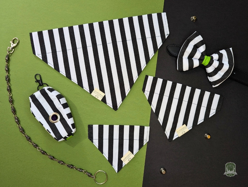 Black & White Stripes | Slide On Collar Bandana