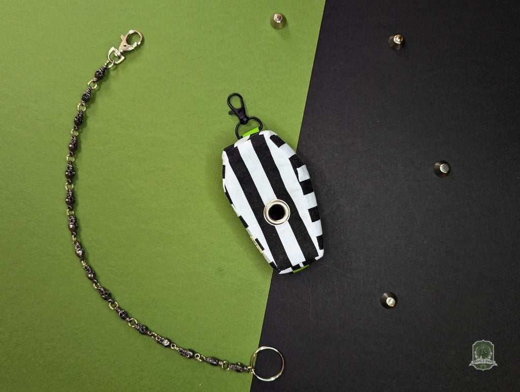 The Coffin | Beetlejuice Black & White Stripes | Poo Bag Holder