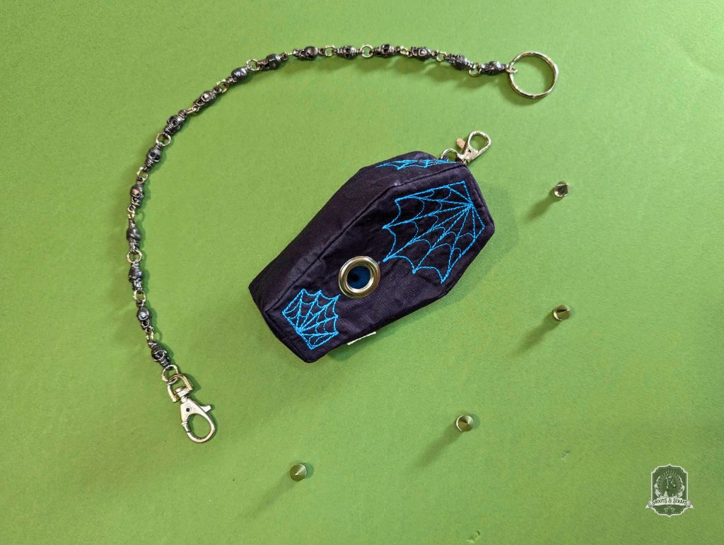 The Coffin | Black with Blue Spiderwebs | Poo Bag Holder