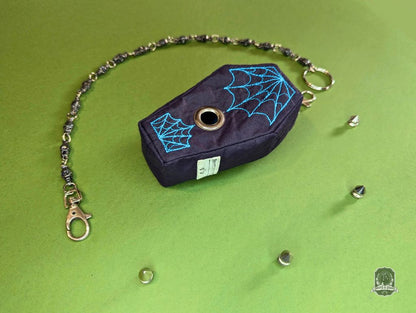 The Coffin | Black with Blue Spiderwebs | Poo Bag Holder